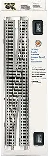 Bachmann Trains - Snap-Fit E-Z Track #6 Remote Crossover Turnout - Right (1/Box) - Nickel Silver Rail with Gray Roadbed - HO Scale