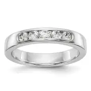 0.45ct. CZ Solid Real 14K White Gold 5-Stone Channel Wedding Band Ring