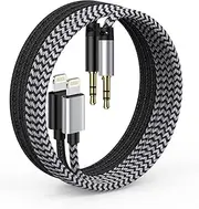 iPhone Aux Cord, [2pack/3ft] Lightning to 3.5mm Audio Auxiliary Cable for iPhone 14 13 12 11 Pro Max Xs Xr 8 7 Plus, iPad Mini, Male to Male Braided Ox Wire for Car Stereo, Speaker, Headphone