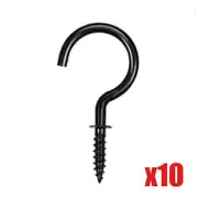 10PCS Iron Steel Hooks Heavy Duty Ceiling Hooks Multipurpose Screw Hook Wood Self-tapping Screw Hooking for Hanging black