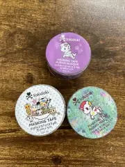 Daiso TOKIDOKI Washi/Masking Tape Stationery-new - Set Of 3 Purple Blue White