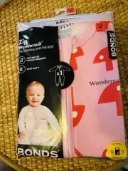 BONDS SIZE 1~PINK MUSHROOM PRINT GIRLS ZIPPY WONDERSUIT~NEW IN PACKET