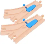HONITANO 2Pcs Wooden Train Track Switch Intersections Compatible with Major Brands Educational for Enhances Imagination and Fine Motor Skills