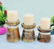 Set of 3 Natural Wooden, Unity Candle Holder Candle Holder Stand Farmhouse Decor