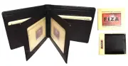 Leather men's Bifold wallet, Black Billfold wallet 9 Credit card 3 ID New in Box