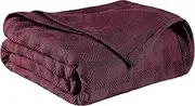 [Superior] 100% Cotton Thermal Blanket, Soft and Breathable Cotton for All Seasons, Bed Blanket and Oversized Throw Blanket with Luxurious Basket Weave Pattern - King Size, Plum
