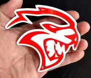 Dodge Hellcat Emblem Logo Steel Magnet Red - 4" X 3.8"