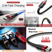 Baseus REVERSIBLE Micro USB Cable MicroUSB Cord android FAST Charging chargeur