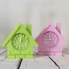 Alarm Clock Round Edges Cabin Design Small Bedside Cartoon Analog Alarm Clock