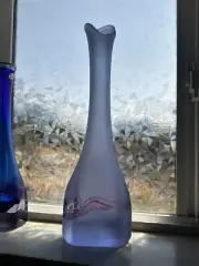 Hand Blown Frosted Murano Swung Vase Made In Czech Republic Vintage Palacek