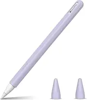Fintie Silicone Sleeve for Apple Pencil Pro & Apple Pencil 2nd Generation, Light Pen Skin Case Cover Soft Protective Pencil Grip Holder with 2 Nib Covers Accessories, Lilac Purple