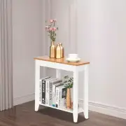 Winado End Table 24.02" H X 23.62" W, Trapezoid Wood Top 2-Tier Walnut White