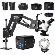 7X-90X Trinocular Stereo Microscope Camera 2K 24MP Magnifier Stand 144 LED