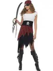 Smiffys Pirate Wench Costume Black S - UK Size 08-10