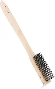 Yardwe Pizza Oven Brush Long Handle Wire Brush for Pizza Stone Cleaning Stainless Steel