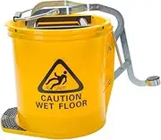 Cleanlink Mop Bucket Heavy Duty Metal Wringer 16 Litre, Yellow, (12001)
