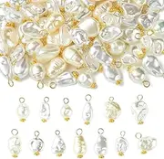 [KitBeads] 65Pcs 13 Styles Plastic Pearl Connector Charms Imitation Baroque White Pearl Bead Links for Bracelets Earrings Necklaces Jewelry Making
