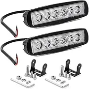 LED Light Bar 2PCS 18W 6 Inch Flood LED Work Light Pods Single Row Off Road Led Light Driving Light Fog Light Boat Light Waterproof SUV ATV 4WD Car Truck Golf Cart 12V 24V \