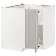 METOD corner base cabinet with carousel, white/Lerhyttan light grey, 88x88x80 cm