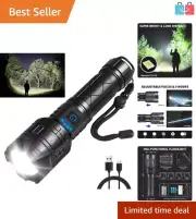 Versatile 990,000 Lumen Tactical Flashlight - Adjustable Modes, 12 Hour Runtime