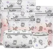 Mesh Laundry Bags for Delicates with Cute Prints,Set of 5 Lingerie Bags for Washing Delicates,Delicates Laundry Bags for Bra,Lingerie,Underwear,Sock(CAT)