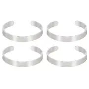 4pcs Bracelet Blanks, Silver Blank Titanium Steel Tags DIY Engraving 2.8x0.39"
