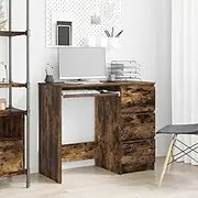 Smoked Oak Desk, Engineered Wood Computer Table for Office, Home Desks, Standing Table - 90x45x76 cm, Adjustable Design