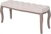 Bench Linen Solid Wood 110x38x48 cm Cream White,Storage & Entryway Benches 8.1KG-245359