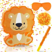 Lion Piñata with Stick Blindfold Confetti Set Safari Animal Wild Jungle Theme Pi