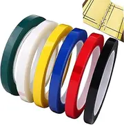 6 Pack 3mm 1/8 inch Width Graphic Tape Whiteboard Tape Self Adhesive Chart Line Tape Grid Marking Tapes Gridding Tape Pinstripe Electrical Art Artist Tape, 108 feet feet Long Per Roll
