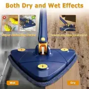 360° Triangle Spinning Cleaning Mop with 5 Replacement Cloths, Long Handle Mop