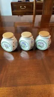 Beautiful Portmeirion Botanic Garden Grip Spice Jar Set of 3 NEW in Box