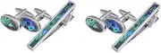 [LIFKOME] 2pcs Brass Material Abalone Shell Cufflinks Set Colorful Tie Clip Decorations for Men Women Cufflink Set Button