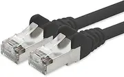 1aTTack.de Network Cable CAT5e 2X RJ45 Plug Foil and Braided Shielded SFTP Network Patch Cable 20 m Black