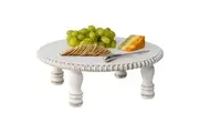 Willow & Silk Handmade Wooden 30cm White Round Beaded Cake/Party Display Stand
