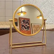 Table Desk Vanity Makeup Mirror, Portable Folding Mirror with Metal Stand Tavel Make Up Mirror Hanging Bathroom for Shower Shaving Travel Adjustable Rotation