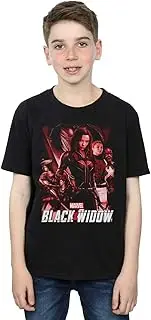 [Absolute Cult] Marvel Boys Black Widow Movie Red Group T-Shirt Black 9-11 Years