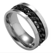 Titanium Steel Rotating Chain Finger Rings Fashion Style Steel Ring For Men BLACK COLOR
