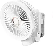 FANTACHINOO Clip on Fan, 5400mAh Battery Operated, 360° Rotating 6 inch Small Oscillating Fan with Light, USB Rechargeable Portable Stroller Fan, 4 Speed Personal Cooling Fan for Home Office (White)