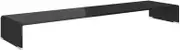 Glass TV Stand/Monitor Riser 120x30x13 cm - Sturdy Black TV Unit & Monitor Stand for Living Room, Office - Space Saving Design with Tempered Glass & Durable Plastic Base