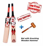 CW Cricket Bat Hi-Tech Kashmir Willow Full Short Cane Handle+ Free Wooden Hammer