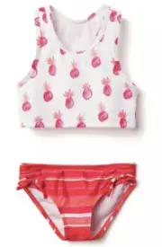 Gymboree Girl’s Size 4 XS Pineapple Tankini 2 Piece Swimsuit Jump Into Summer