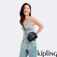 在飛比找Yahoo奇摩購物中心優惠-Kipling 沉穩藍三角花紋輕巧圓筒手提肩背兩用包-BIN