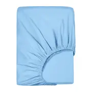 LINENOVA Premium 100% Cotton Fitted Sheet(Queen,Light blue)