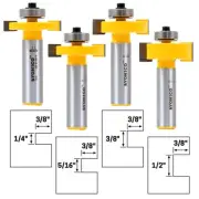 4 Bit Slot Cutter Router Bit Set - 1/2" Shank - Yonico 14482