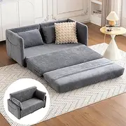 Mixcous 2 in 1 Floor Couch, 55" Full Size Convertible Folding Futon Sofa Bed, Chenille Loveseat Sleeper with Pull Out Bed, Comfy Compressed Boneless Sofa in a Box for Small Space, Bedroom, RV