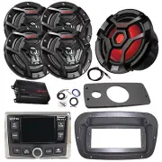 JBL Marine Radio, ANT,Amp,Kit, LED Sub, 4x 6.5" Black Speaker,Spa Bezel, Adapter