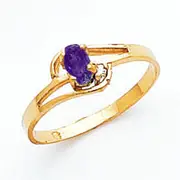 Solid 14k Yellow Gold 5x3mm Oval Tsavorite AA Simulated CZ Ring