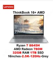 2024 Lenovo ThinkBook 16+ Laptop AMD R7-8845H Radeon 780M 16GB/32GB LPDDR5x RAM 1TB/2TB SSD 16inches 2.5K 120Hz Screen Notebook R7 32GB 1TB