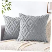 Soft Faux Fur Throw Pillow Covers 18x18 Set of 2 - 18" x 18" (Pack of 2) Grey